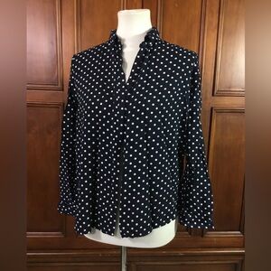 Divided Us Women’s Size 8 Dark Blue W Polka Dot Blouse Lknw Gorgeous As Seen Mus